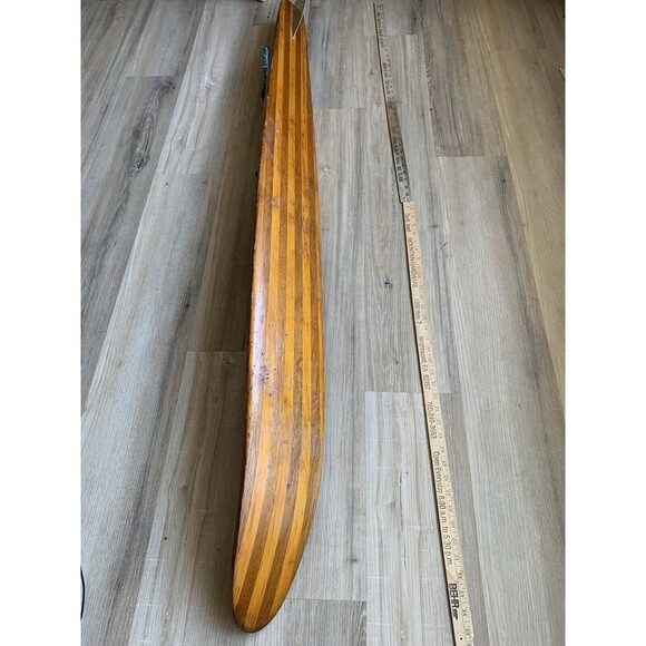 Vintage Solid Wood Water Ski Single Rubber Bindings Unknown Maker EUC - Picture 7 of 14